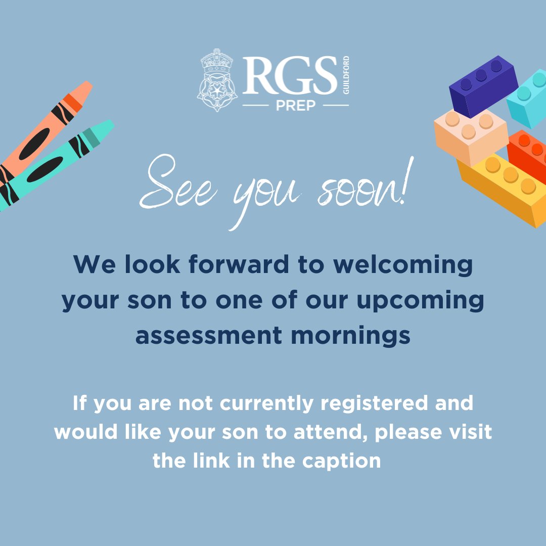 RGSprep's tweet image. We look forward to getting to know your son at one of our upcoming assessment mornings. If you haven&apos;t registered and would like your son to attend, please visit ow.ly/Hsi550X9bQ4

#RGSPrep #PrepAdmissions #PrepSchoolSurrey #SurreyNursery #EarlyYears #Year3