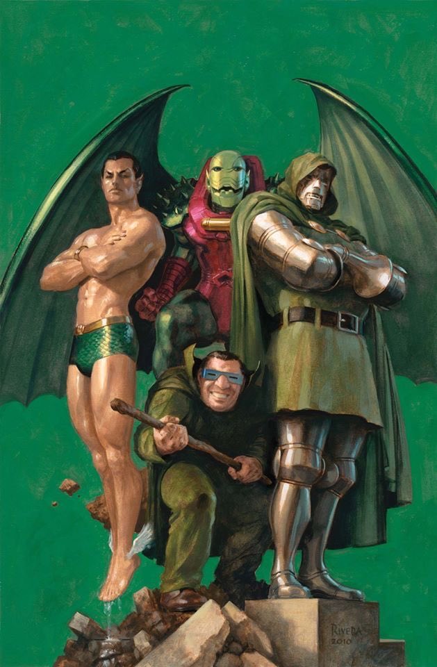 dailydrdoom's tweet image. Doctor Doom, Namor, Annihilus, Mole Man (X-Men Legacy vol.1 #245) variant cover by Paolo Riveira
