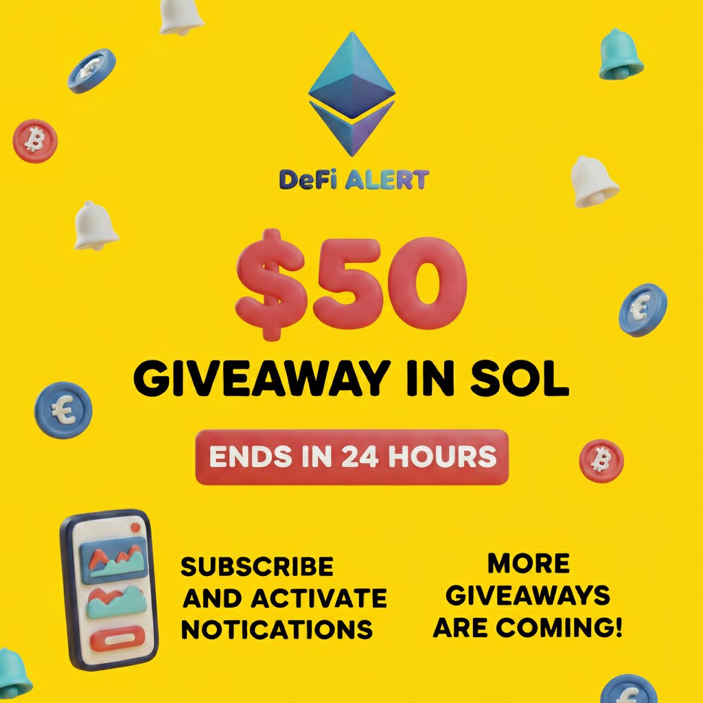 🎁 #GIVEAWAY 🎁

Prize: $50 in $SOL 🏆

• RT + ❤️ 
• Follow <a href="/0xdefialert/">DeFi ALERT 🔔</a> 🔔

Tag a friend  🫡

⏰ 24 hours