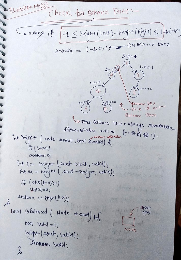 programmersatya's tweet image. 💡 Day 22 of #100DaysOfDSA 
 
✅ Two trees are identical 
✅ Mirror Tree 
✅ Check for balance tree 
✅ Level Order Traversal in spiral form
✅  Check if 2 nods are cousin 
I am learning DSA in C++ from the CoderArmy YouTube channel .
#100DaysOfCode #DSA #CodingChallenge