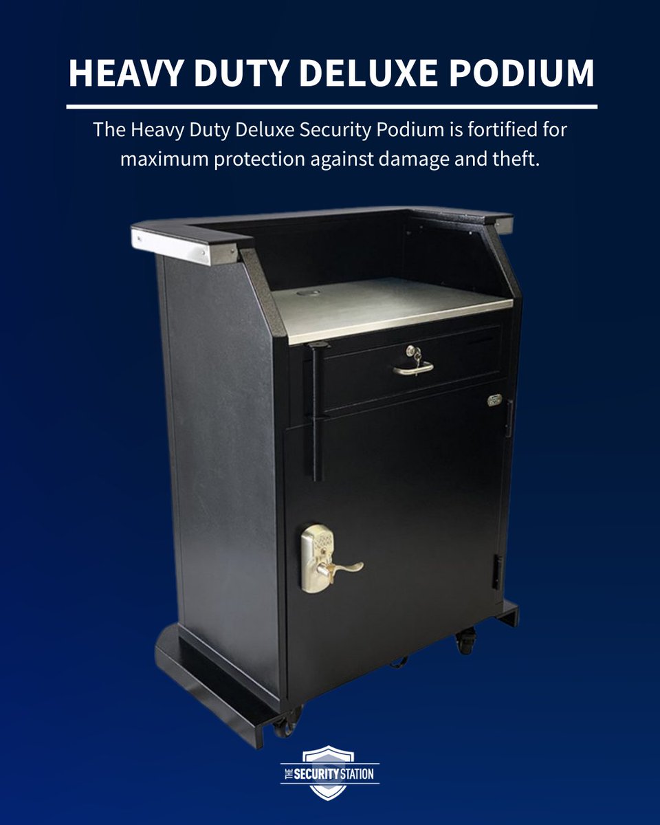 TheSecStation's tweet photo. Our Heavy Duty Deluxe Podium isn’t just about a rugged look; it's about offering peace of mind with heavy-duty protection. Featuring keyless access for 19 users and automatic locking. #HeavyDutySecurity #SecurityPodium #TheSecurityStation🛡️ https://t.co/9B4CwmO5j8
