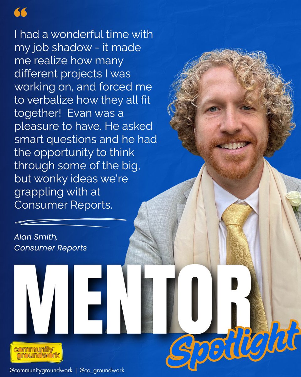 co_groundwork's tweet photo. We appreciate you, Alan! Our mentors are a vital part of the Community Groundwork network, offering students hands-on experience and real insight into public service, advocacy, and professional life.

Learn about our mentorship program: https://t.co/tmDKPKcflL https://t.co/is7psrjoLJ