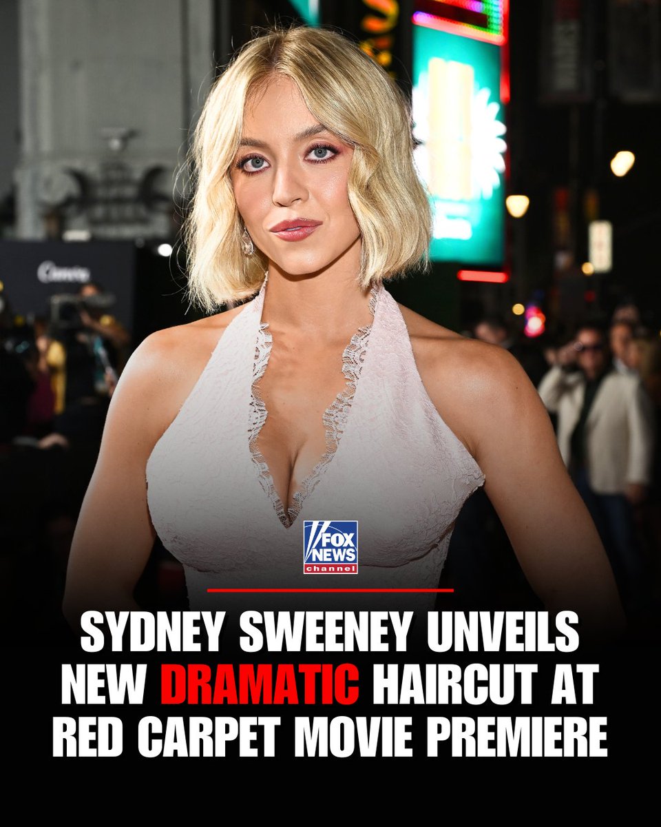 FoxNews's tweet photo. 💥TOTAL KNOCKOUT: Sydney Sweeney stuns with a sleek new bob at the 'Christy' premiere.

Her hairstylist says she was “looking for a change” — and it was the “perfect time to do something bold.” https://t.co/hHCdnmVriY