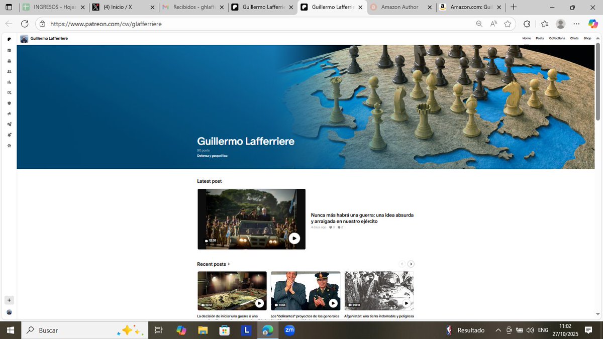 Cómo no tengo las capacidades intelectuales de los generales Nac&amp;Pop argentos, al menos trato de generar contenidos que puedan tener algún interés. Los invito a visitar los mismos en:
- patreon.com/cw/glafferriere
- amazon.com/stores/Guiller…