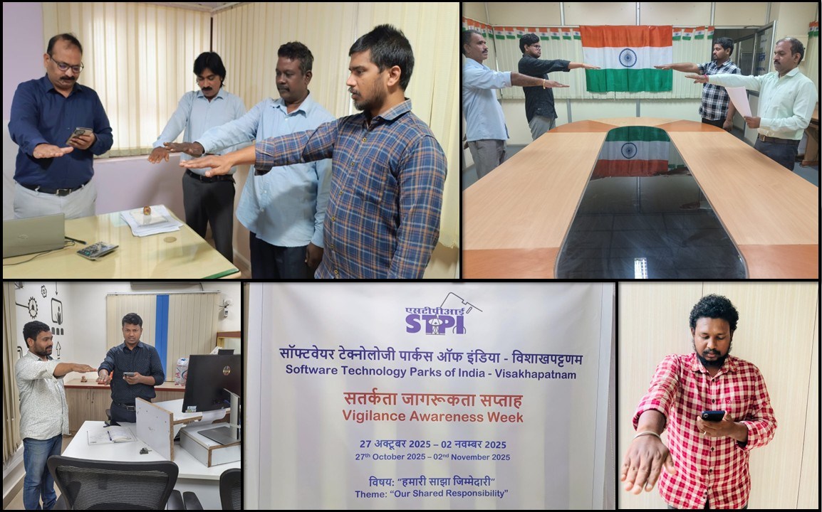 <a href="/STPIVizag/">STPI Visakhapatnam</a> Officials taking the Integrity pledge to commemorate the start of #VigilanceAwarenessWeek2025, with the theme of “ सतर्कता: हमारी साझा जिम्मेदारी: Vigilance : Our Shared Responsibility”. <a href="/CVCIndia/">CVC, Govt. of India</a> #CorruptionFreeIndia #VIGILANCE <a href="/arvindtw/">Arvind Kumar</a> <a href="/guptaa_sanjay/">Sanjay Kumar Gupta</a> <a href="/KavithaC8/">Kavitha C</a>