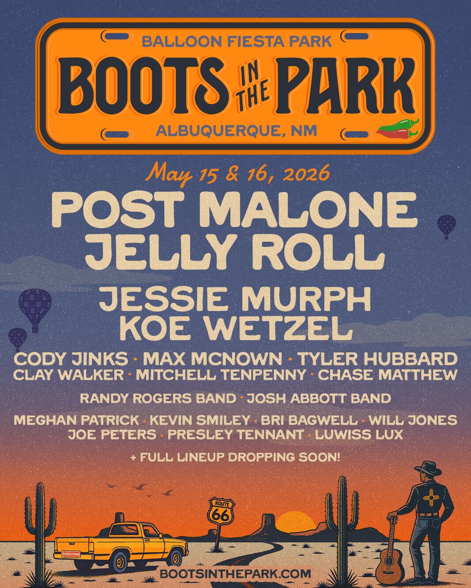 Boots In The Park is coming back to Albuquerque for the third and biggest event yet! ✨
Two nights two stages, too much fun! 🤠
Register to access lowest price prealse tickets at the link in our bio.🔗
📅 Presale Nov 6 
📅 On Sale Nov 7