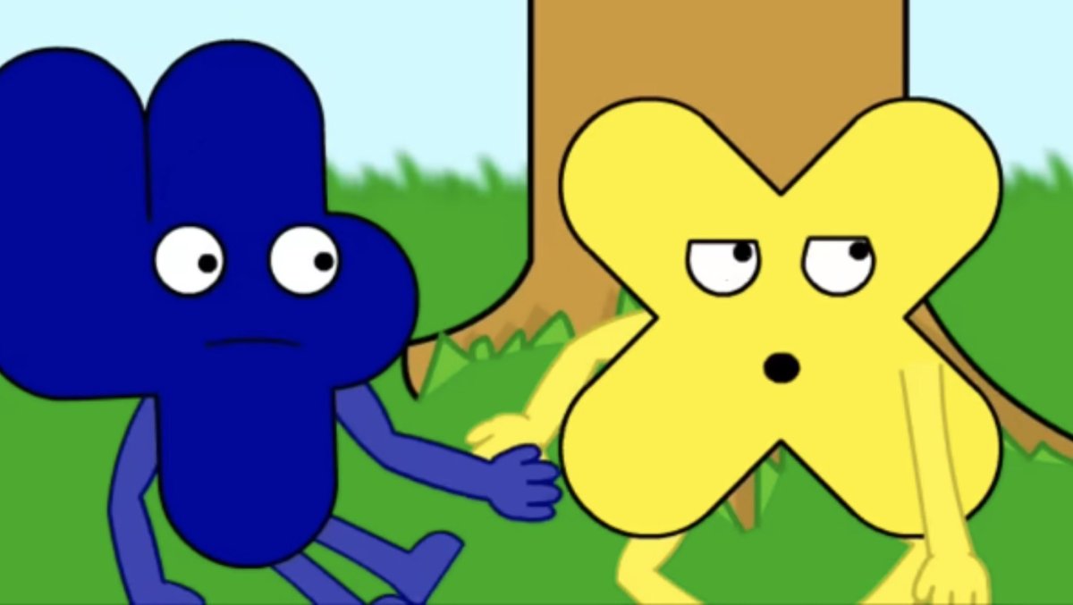 EquatedTable's tweet image. I don’t think I heard anyone ever found out &amp;amp; talked about this before, but I noticed in BFDI 1a, the Final Four banner uses almost-identical color palettes of Four and X (as in their XFOHV designs). #bfdi #xfohv #osc