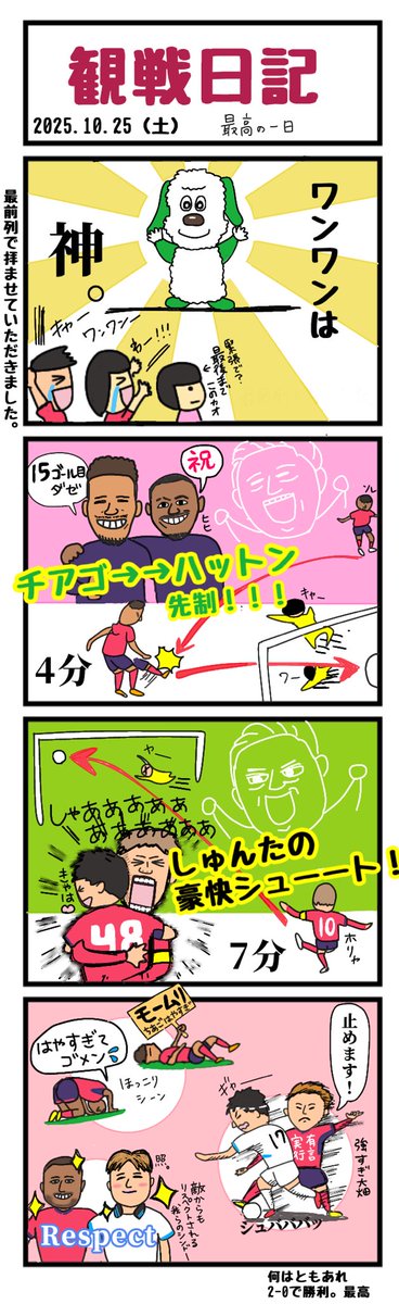 spring_crz81's tweet photo. 25.10.25 J1第35節
🌸vs #川崎フロンターレ（ヨドコウ）

あの距離でワンワンを拝めるなんて… 本当にありがたや🙏 娘より大人の方が興奮してた😂笑

最高の一日でした🏆 次の清水戦も参戦予定🗻🚄 3連勝頼んだゾ💪

#桜観戦日記 @crz_official #cerezo https://t.co/cI8NC3IMR7