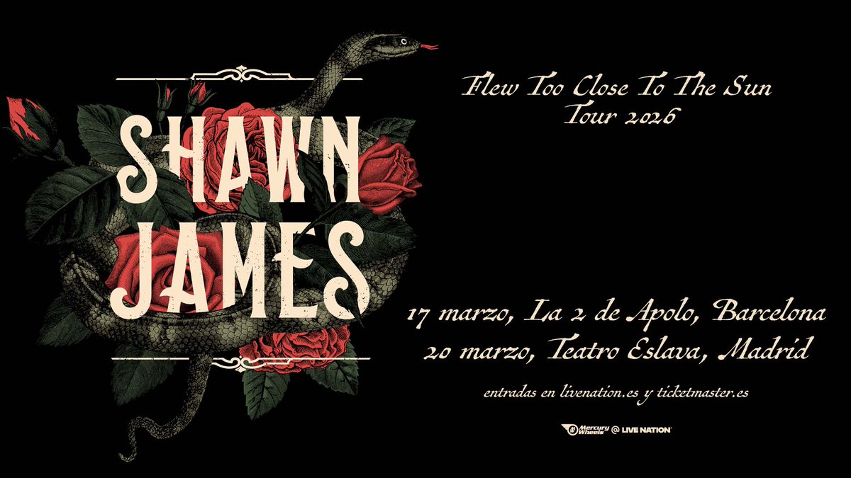 🔥 Shawn James llega a España en 2026 con dos conciertos en Barcelona y Madrid

🎟️ Entradas a la venta el jueves 31 de octubre de 2025 a las 10h en livenation.es y ticketmaster.es

➕ Info y preventas en livenation.es/noticias/shawn…