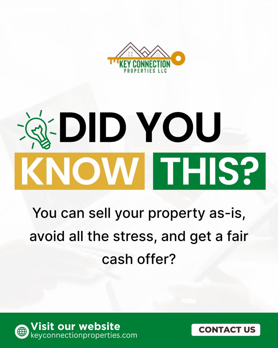 ConnectTheKeys's tweet photo. Did You Know This?

You can sell your property as-is, skip all the stress, and receive a fast, fair cash offer — no repairs, no agents, and no hidden fees. 

Visit https://t.co/mNX2Xse9pF

𝐅𝐨𝐥𝐥𝐨𝐰 𝐔𝐬 👉: @keyconnectionproperties
#keyconnectionproperties #realestate https://t.co/5nhiblLelu