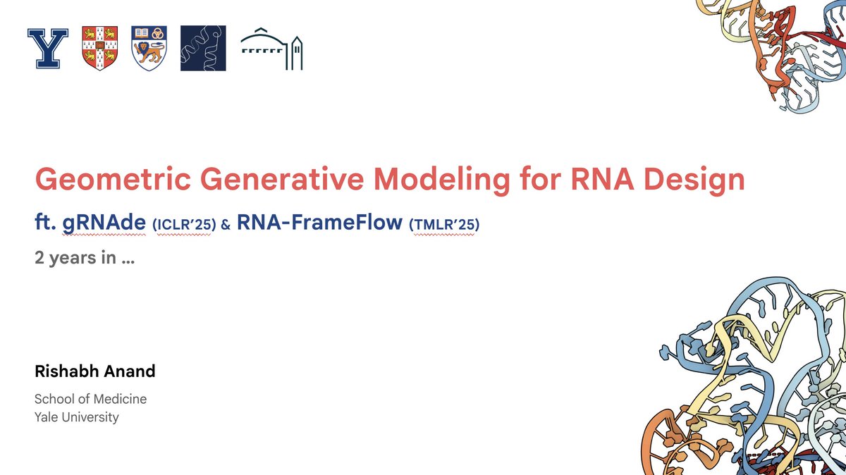 rishabh16_'s tweet image. Recently gave a talk at @FlagshipPioneer on how far we&apos;ve come in AI methods for RNA design, and where the field is potentially heading. Shared a similar (shorter) version with Rhiju Das&apos; group at Stanford BioE this summer. Lots of fun convos thereafter 🤔

The talk contains some…
