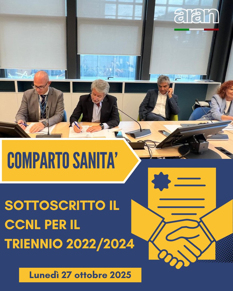 aran_agenzia's tweet image. ‼️  @aran_agenzia e Confederazioni e Organizzazioni #sindacali hanno sottoscritto definitivamente il #CCNL del personale del comparto #Sanità - triennio 2022/2024
