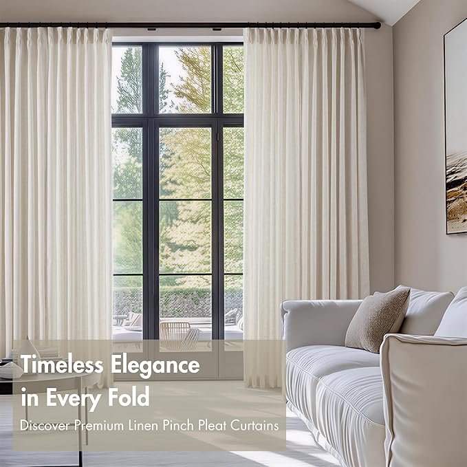 Madison Park Pinch Pleated Window Curtains, Soft Light Filtering Window Panel for Living Room Bedroom, Poly-Linen Blend Pinch Pleat Drapes with Hooks, 2 Pieces– 40”W x 84”L Emery Ivory geni.us/svCn #Amazon via @Amazon 

#ad #amazonfinds #deals #home #InteriorDesign