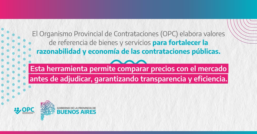 ContratacionPBA's tweet photo. El OPC fortalece la eficiencia y transparencia en las compras públicas.

En el 1° trimestre 2025, los valores de referencia permitieron ajustar los precios adjudicados a los del mercado y optimizar el uso de recursos públicos. https://t.co/dTrsw6WPEe