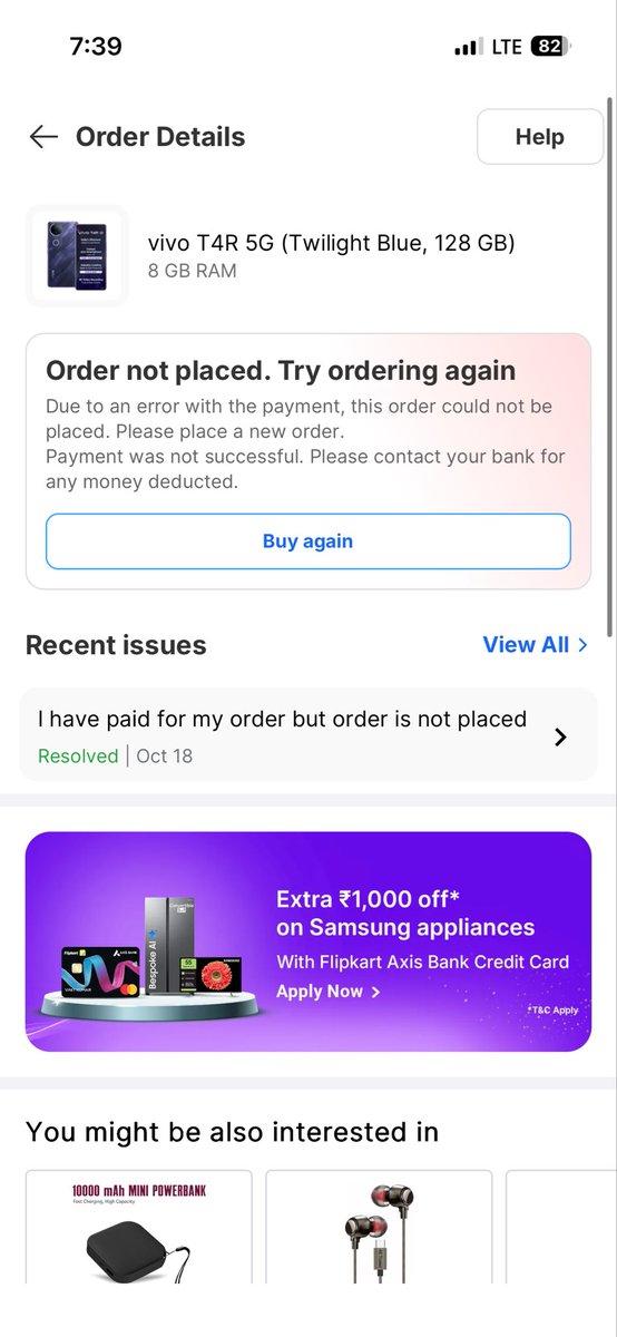 sureshstrom446's tweet photo. @flipkartsupport @HDFCBank_Cares @HDFC_Bank 

Order failed but EMI Started please check https://t.co/Kl6Uk1Chp5