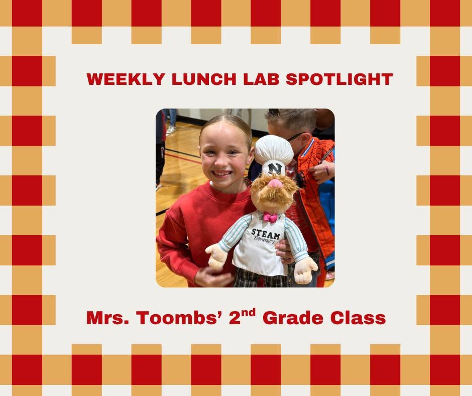 NettletonSTEAMe's tweet image. Each week we will be spotlighting one class who exhibited excellent behavior in the Lunch Lab, and that class will get to keep our STEAMe Chef in their classroom for a week. Our most recent winner was Mrs. Toombs&apos; Class!!👩‍🍳👨‍🍳
#STEAMe #LunchLab #WeeklySpotlight