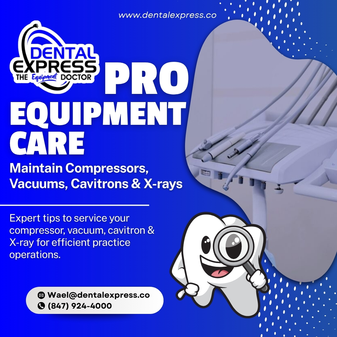 DentalExpresss's tweet image. Keep your dental practice running smoothly with expert maintenance tips for compressors, vacuums, cavitrons, and X-rays to minimize downtime and boost efficiency. #DentalEquipment #PracticeEfficiency #CompressorCare #VacuumMaintenance #CavitronTips #XrayCare