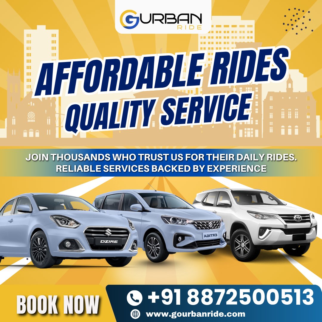 GoUrbanRide's tweet photo. 🚗 Affordable Rides, Quality Service!
Experience smooth, reliable, and comfortable rides with Go Urban Ride.
✅ Trusted by thousands
✅ Professional drivers
✅ 24/7 service

📞 +91 88725 00513
🌐 https://t.co/a5G7S1i0c8
📧 Email: info@gourbanride.com https://t.co/FuOifgpieE