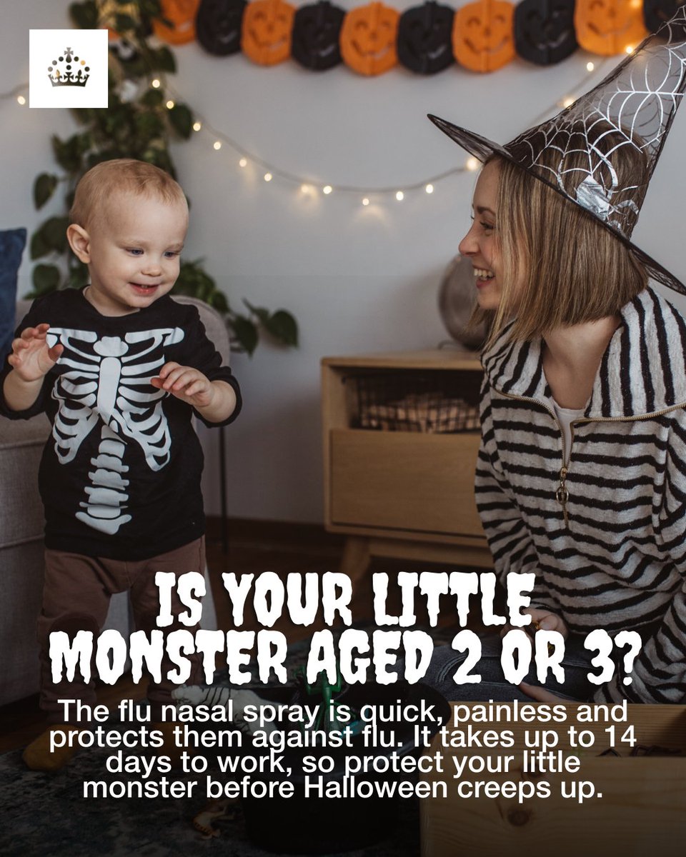 #Halloween is nearly here👻but so is #FluSeason🦠
 
A quick and painless FREE nasal spray #FluVaccine protects your little monster from the nastiness of #flu - so make sure they #StayStrongGetVaccinated
 
#SouthWest parents can get more info in our blog: ukhsa.blog.gov.uk/2023/10/09/5-r…