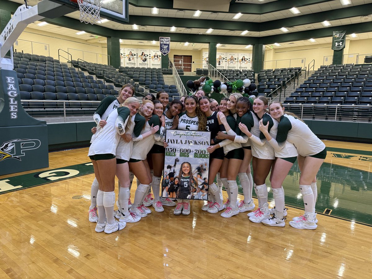 prospervb's tweet image. A huge congrats to Jayla on her career milestones this past Friday!🦅🏐💚#ProsperVolleyball #EaglePride #CareerMilestones