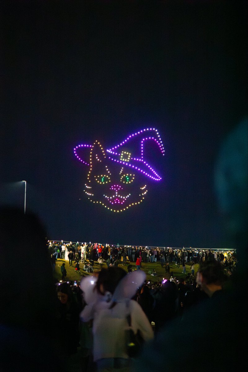 flystackshows's tweet image. When the sky turns into a stage of light and shadow, Halloween magic soars above. 🛸💫
#WestSideHalloFest #HalloweenShow #DroneSpectacle #SpookyLights #MagicNight