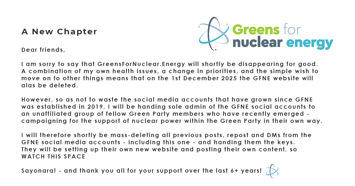 Greens4Nuclear's tweet image. A New Chapter