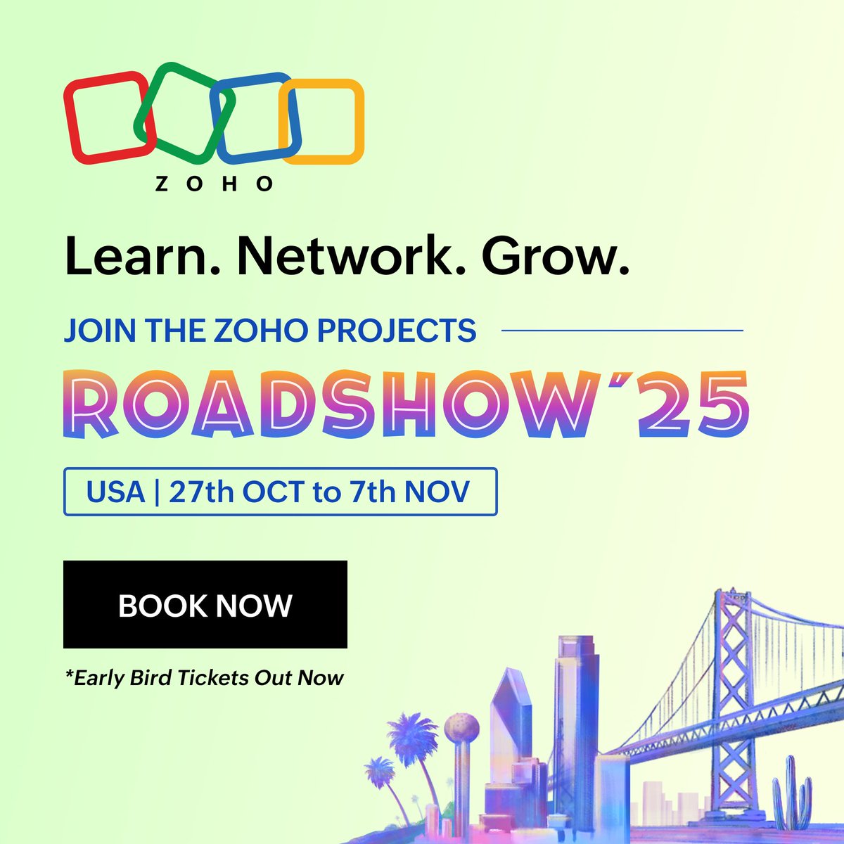 Today's the day! The Zoho Projects Roadshow starts NOW in New York City!
Join us this morning as we kick off our first installment of our roadshow right here in the Big Apple.
Whether you registered or are deciding last minute, come through 👉 zurl.co/Foru1