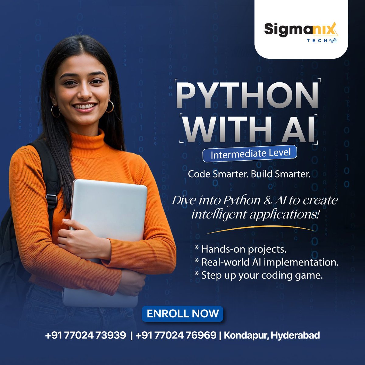 sigmanixtech's tweet image. Ever wondered how your code can think for itself?🌟

It’s time to power up your Python skills with AI-driven intelligence.
From automation to innovation — make every line of code count.

👉 Ready to outsmart the ordinary? Join today!

Contact Us @ 7702473939 / 7702476969