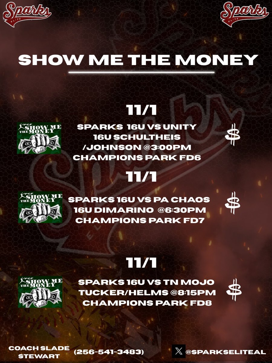 DusterAmya's tweet image. Come check out the @sparkseliteAL  16U ladies as they showcase their skills this weekend at Show Me The Money tournament.