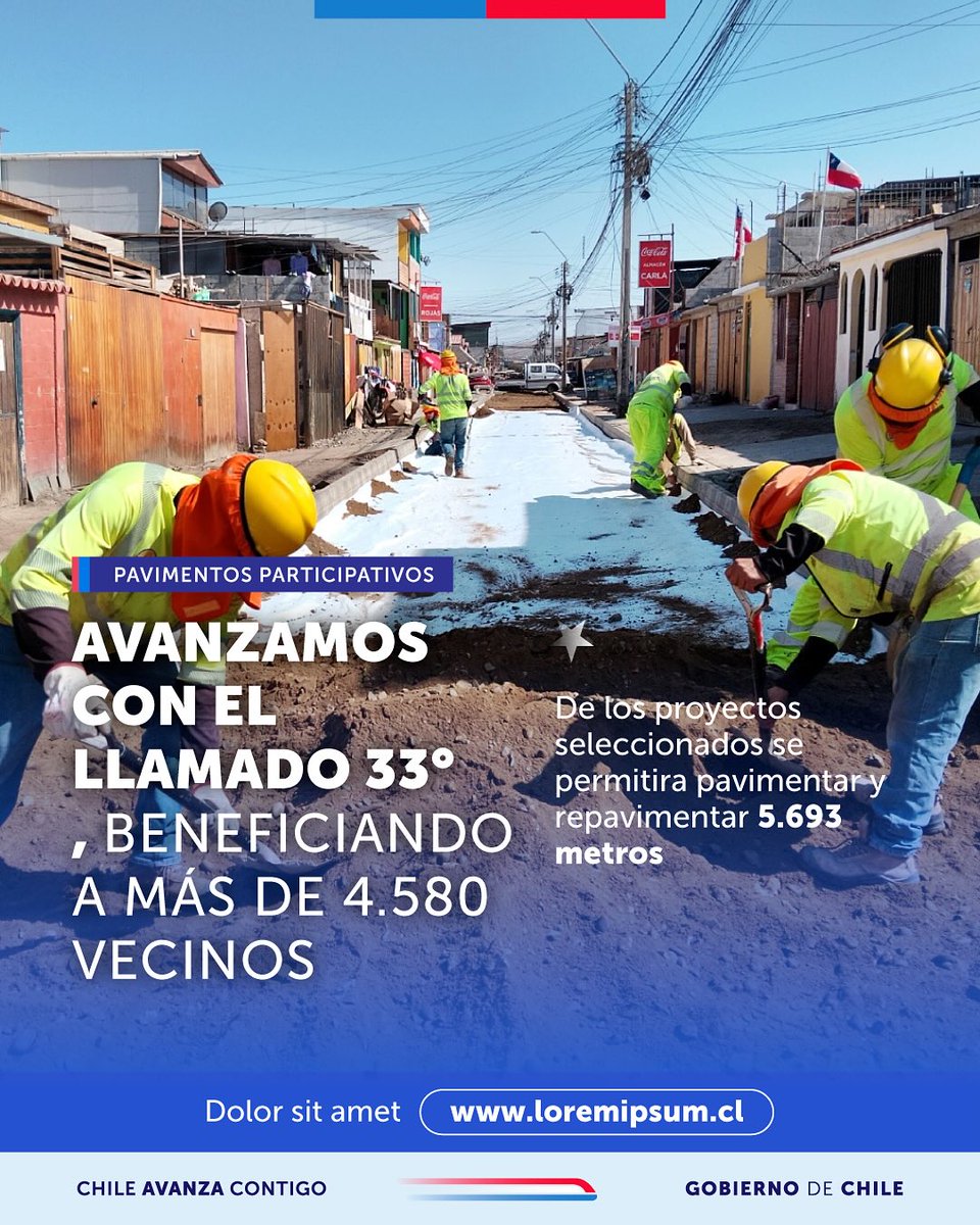 📍En Arica estamos construyendo cerca de 6 Km. de calles y pasajes 
🚧Las obras de construcción y remodelación de estas vías, buscan mejorar los desplazamientos y accesos a sus hogares de 4.580 vecinos de 14 sectores de Arica.
#pavimentosparticipativos #Minvu #ConstruyendoCambios