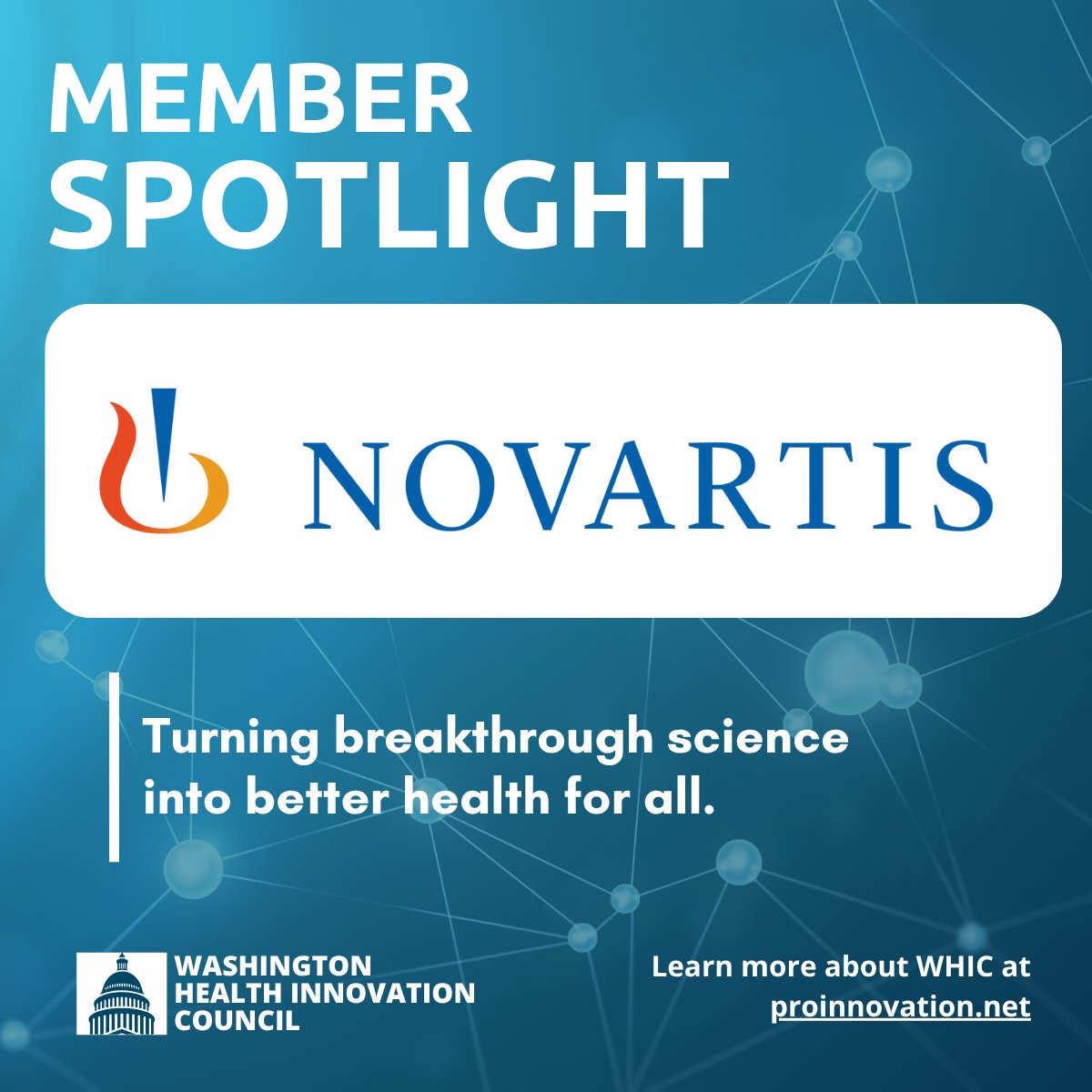 Member Spotlight: <a href="/Novartis/">Novartis</a>

The Washington Health Innovation Council is proud to highlight Novartis, a global pharmaceutical leader dedicated to transforming science into better health. Through innovative therapies, groundbreaking research, and thoughtful collaboration, Novartis