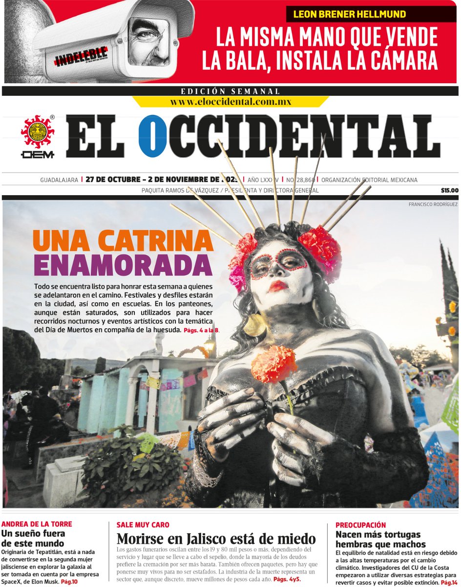 ELOCCIDENTAL's tweet photo. #FelizLunes
#EnPortada ⚰️  ¡En Jalisco, hasta morir es caro! Familias optan por la cremación

➡️ https://t.co/GSBiGngI6f

👉🏻Suscríbete a nuestro canal de WhatsApp → https://t.co/Gl2vE78f2f https://t.co/LjWPWr25ti