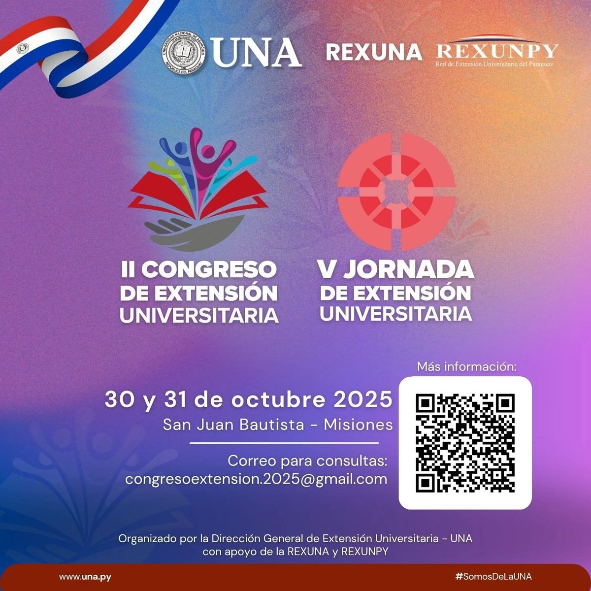 una_py's tweet image. 🧩 ¡Disponible el programa por ejes del II Congreso y V Jornada de Extensión Universitaria – UNA!
📅 30 y 31 de octubre
📍 San Juan Bautista, Misiones
🔗 url.una.py/360bf9
#SomosDeLaUNA #ExtensiónUniversitaria #VinculaciónSocial