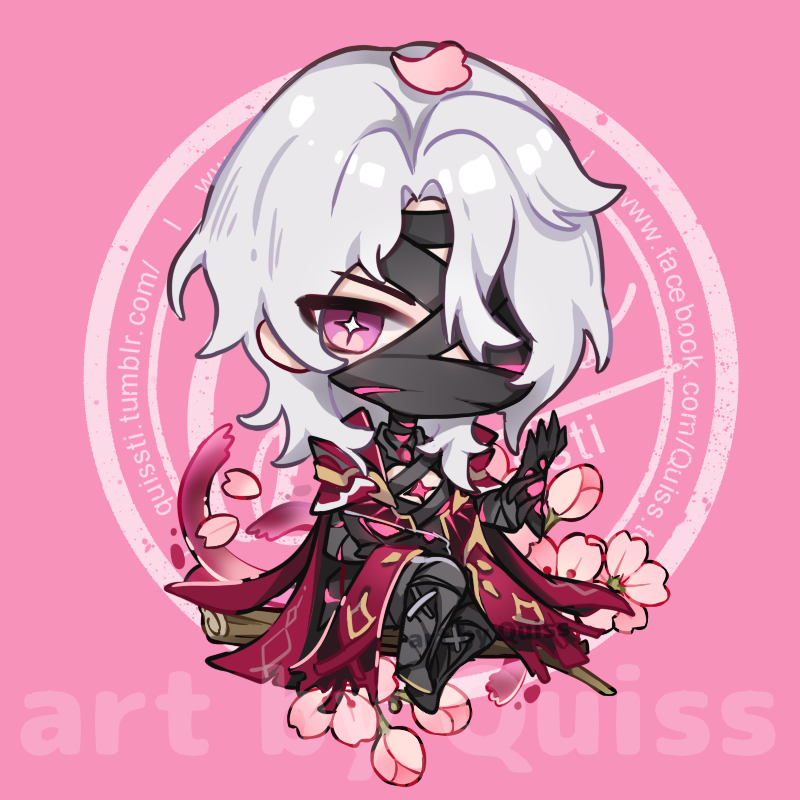 Look at this little gentelman, look how he sits XD 🥰
Spared my pookie Rerir pink short shorts but he proudly joins the Sakura branch boys in his smol form QwQ

#rerir #GenshinImpact #Genshinfanart #chibiart