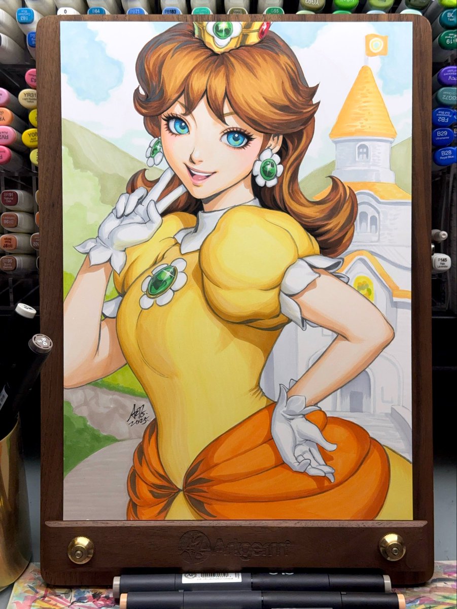 Artgerm's tweet image. Arttrober Day 27 - Princess Daisy from #supermario 

#arttrober2025 is coming to and end!! Keep up the great works guys!!

Done with OLO markers on OLO card stock