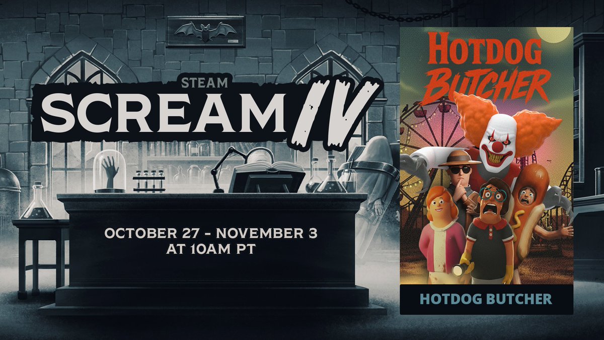 Hotdog Butcher is part of Steam Scream Fest!
The demo is now live  play the first two days of the story and share your feedback.

🎃 Available until November 3 on Steam!

🔗 store.steampowered.com/app/3109560/Ho…

#HotdogButcher #ScreamFest #HorrorGames #Steam #IndieDev