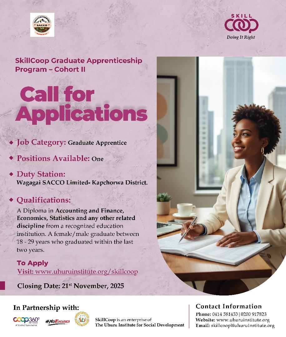 Don’t miss your chance with SkillCoop Graduate Apprentice Programme Cohort 2. Develop market-ready skills, deep cooperative business insight, and hands-on experience that contribute to Uganda’s growth and opportunity. Start your journey now: uhuruinstitute.org/graduate-appli…
