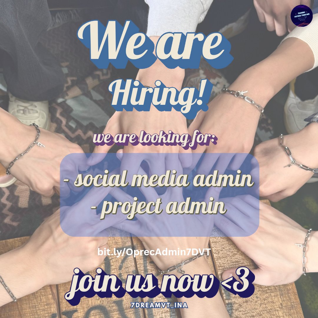 📢urgently needed social media admin &amp; project admin📢

DREAMzens, comeback and YEA just around the corner, we really need your help to make sure all our support projects for 7DREAM go smoothly 🥺🩵

Please…..join us so we can keep giving our very best for 7DREAM💪