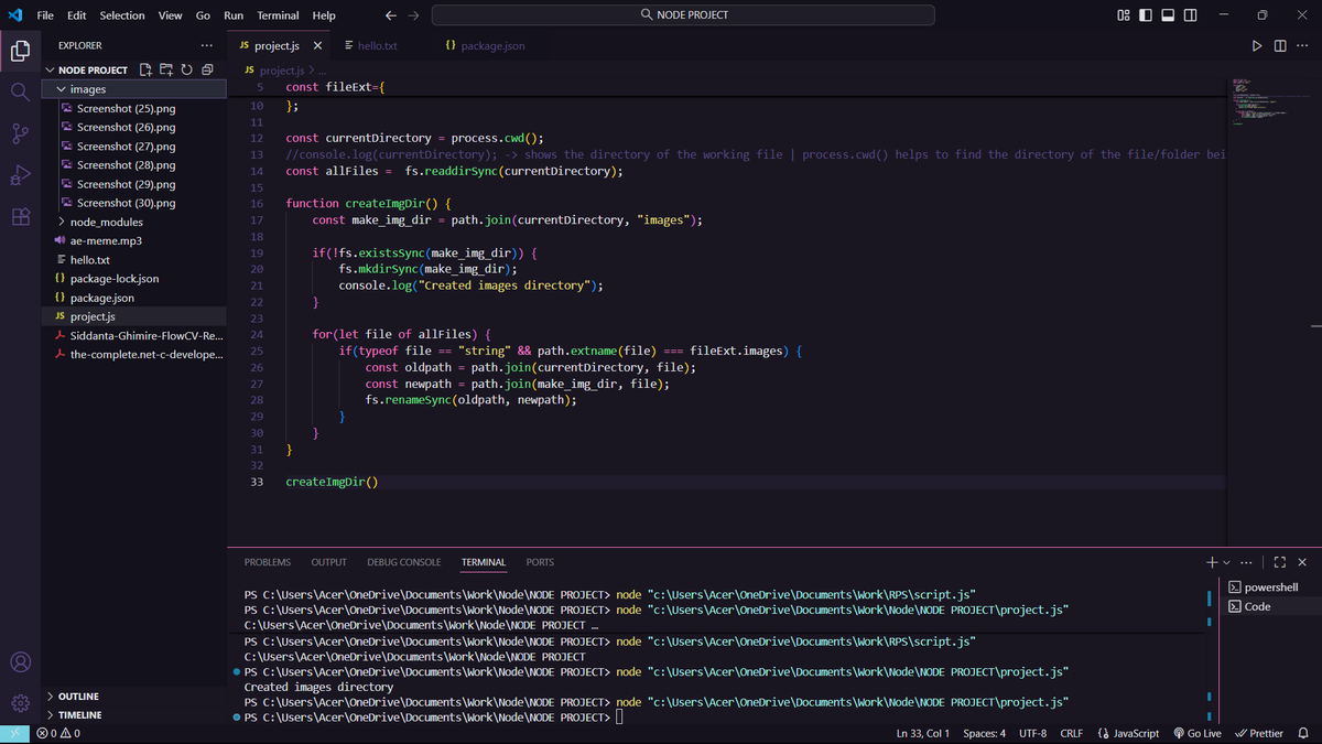 GhimireSiddanta's tweet photo. #LUD30 #LearningUtsav2025 #FestivalOfLearning

Final day! Built a File Organizer CLI using Node.js for the final day project!

It reads a folder &amp; auto-sorts files into subfolders (Images, Docs, etc.) using fs &amp; path modules.

30 days of consistent learning complete! https://t.co/kcqN1tMA5q