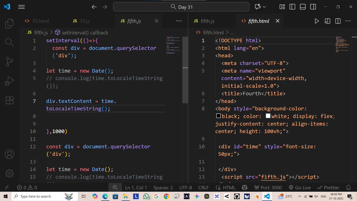 codewitharun9's tweet image. #180daysofcode - Day 31 ✅ with @rohit_negi9 bhaiyaa...

Create ten projects (e g, digital clock, income tax calculator, to do list, etc.) from scratch using HTML, CSS, JavaScript...

#MERN
#Webdevelopmemt
#JavaScript