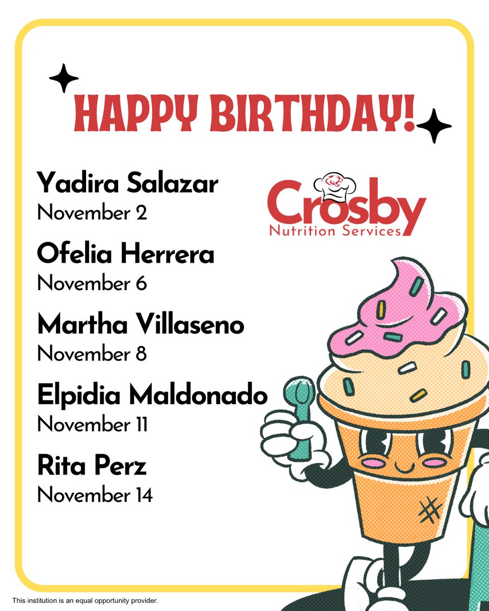 Falling for birthdays this November! 🍁🎉 Sending warm wishes to everyone celebrating this month.

<a href="/CrosbyISD/">Crosby ISD</a> #committedtostudents #cougarpride #bettertogether #Crosbytx #Crosbytexas #Crosby #txschools