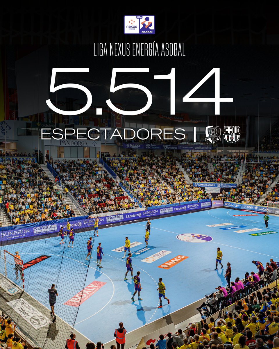 🏆 ¡5⃣5⃣1⃣4⃣ aficionados para hacer del <a href="/BM_Caserio/">Balonmano Caserío Ciudad Real</a> - <a href="/FCBhandbol/">Barça Handbol</a> un partido histórico de Liga <a href="/NexusEnergia/">Nexus Energía</a> ASOBAL!

📈 El duelo de la #J7 de la competición rompe el registro del último derbi catalán y se convierte en el duelo con más público de la temporada

🙌 Es el partido de
