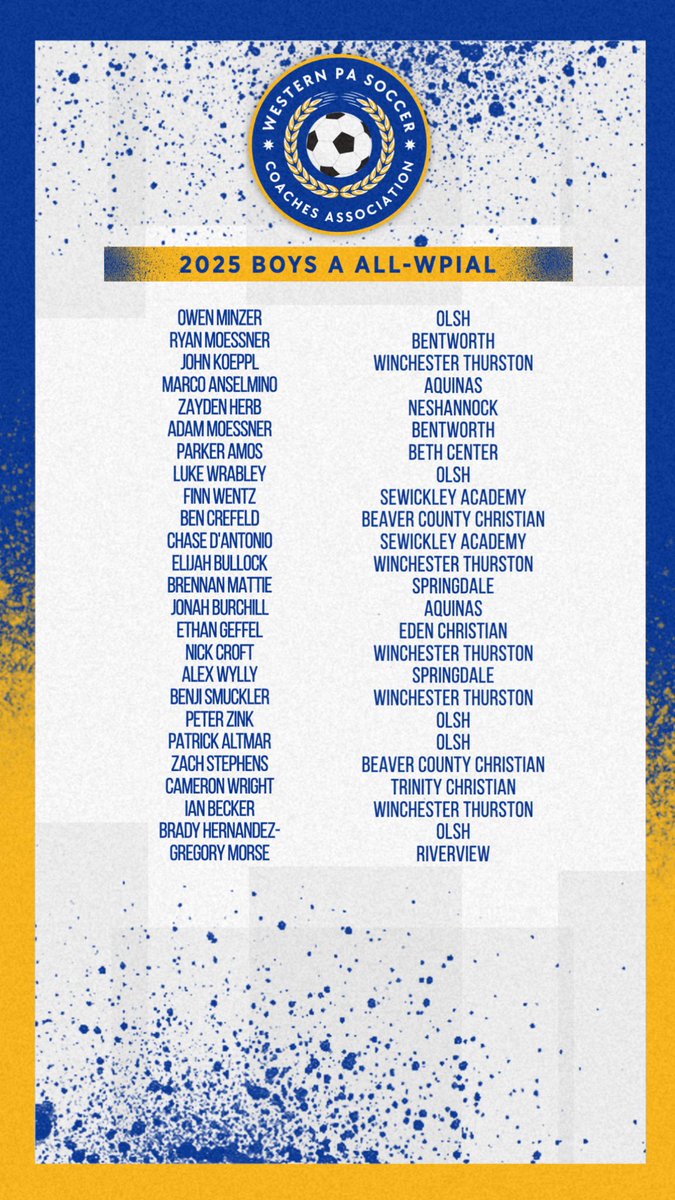 Congratulations to our 2025 Boys A All-WPIAL Selections! 👏👏👏