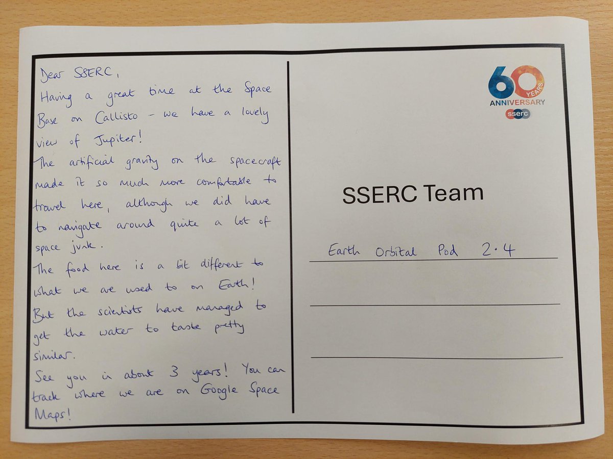 SSERCprimary's tweet photo. What do you think Space will be like in 60 years?
We tried the #YoungSTEMLeaderWeek Space activity...
Imagine you are in Space in 2085 and send a postcard back to Earth!
Resources ➡️ https://t.co/jZFik5uBLe
#YoungSTEMLeaderWeek
@YoungSTEMLeader https://t.co/C1YYc1oYXN