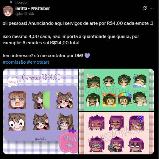 iarittakk's tweet photo. @alwaysmagall oii! estou com promoção de 4,00 reais cada emote, a quantidade não importa! https://t.co/MFN6Dpokp0