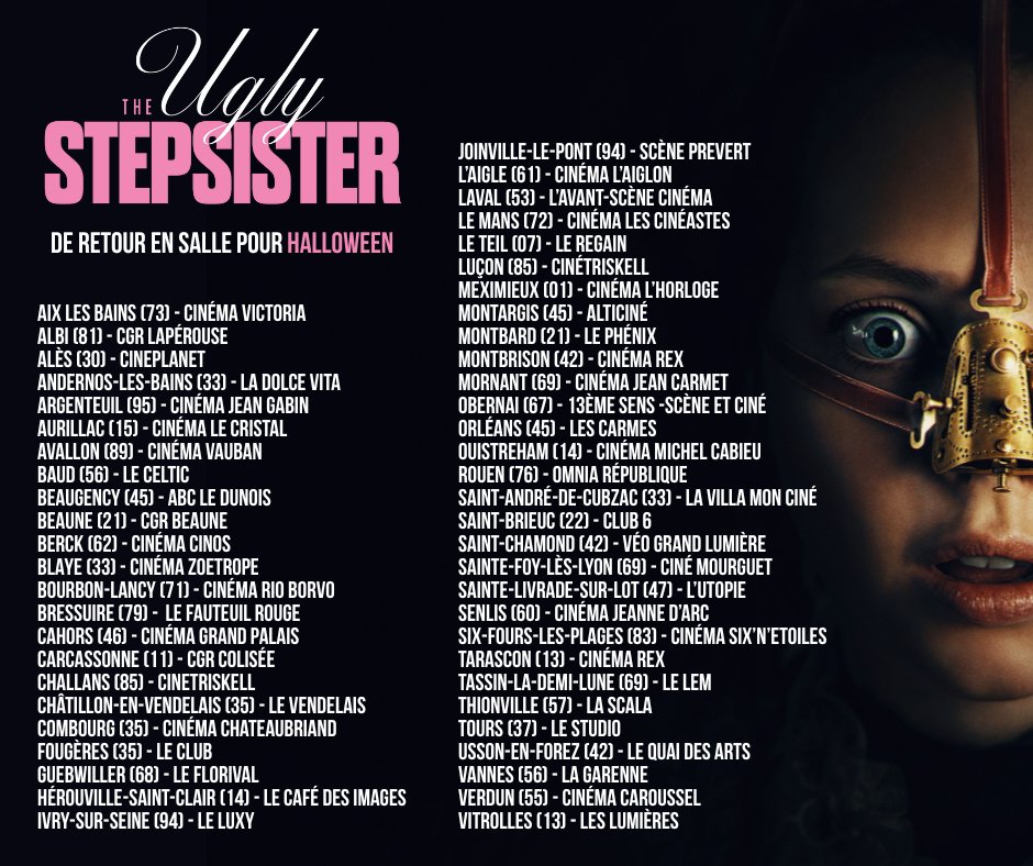 ESC_Films_'s tweet photo. 👠THE UGLY STEPSISTER est de retour dans de nombreuses salles de cinéma pour des séances exceptionnelles à partir de mercredi !

🎃 Si vous l'avez raté, Halloween est la période parfaite pour rattraper la pépite horrifique de l'année !

#THEUGLYSTEPSISTER #ESCFILMS #HALLOWEEN https://t.co/M9cKwcacIX
