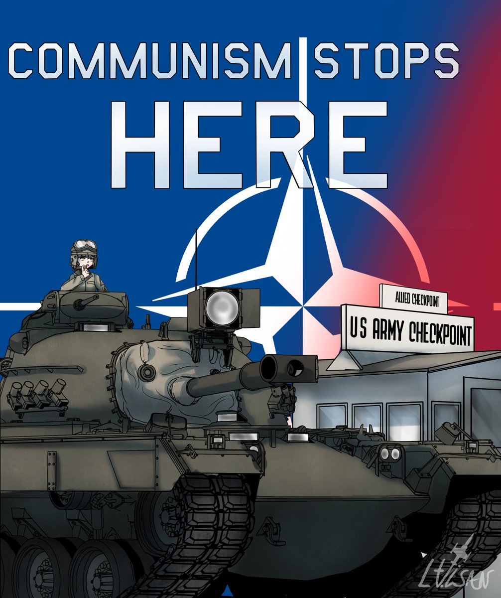 Lewdtenant_Isan's tweet image. =Checkpoint Charlie=
64 years ago today,the 27th of October, 10 US tanks faced down 10 Soviet tanks at Checkpoint Charlie, only 100 yards apart. After a day of tension, both sides withdrew from the standoff but it would mark the start of escalating tensions between East and West.