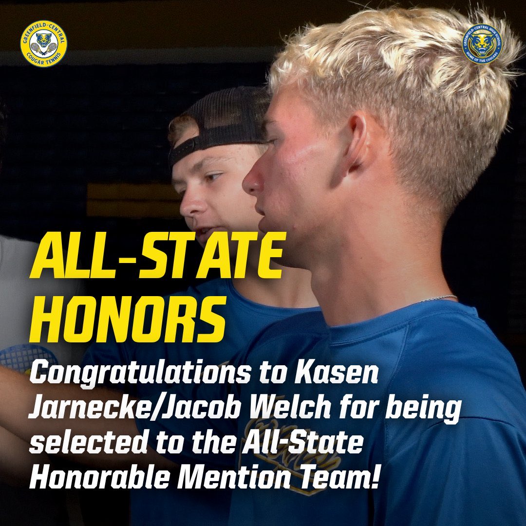 Congrats to our doubles tandem of Kasen Jarnecke &amp; Jacob Welch for being named All-State Honorable mention!