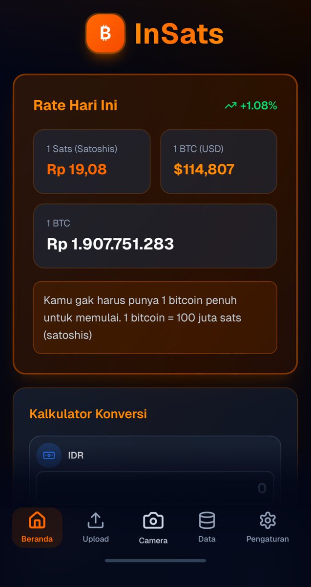 basnugroho's tweet image. Memperkenalkan InSats: App mobile-first buat bantu konversi harga barang ke dalam satuan satoshi (sats), unit terkecil dari #Bitcoin otomatis. 🚀

Proyek ini open-source, jadi kamu bisa mencoba, berkontribusi, dan bantu develop bareng! 💻

⭐️🍴GitHub: github.com/basnugroho/ins…