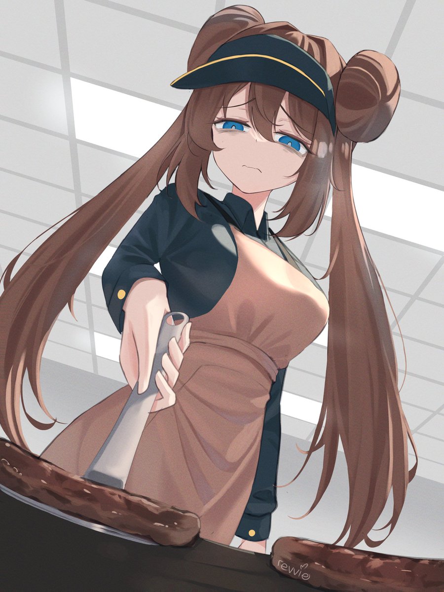 Revvie_Art's tweet image. pokemon? trainer battles? what are you talking about rosa just shut up and flip the burgers